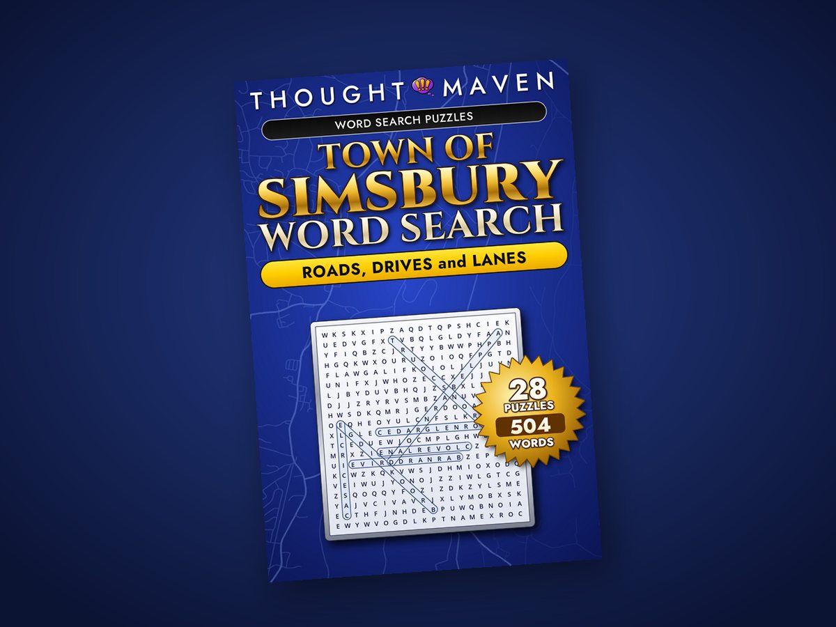 Printable hometown word search book for Simsbury
